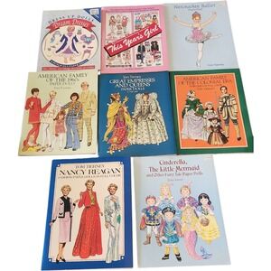 Paper Doll Books Lot 8 80s-2000 Great Empresses Nancy Reagan Cinderella Colonial